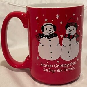 SDSU Red Holiday Mug with Snowman Design